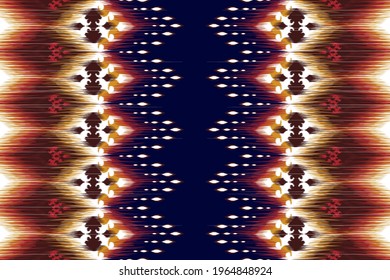 Diseño de patrones sin fisuras de los ikat de origen indio. Moqueta de tela azteca mandala papel tapiz de decoración textil afroamericana nativa. Fondo de las ilustraciones del vector de textura de estilo geométrico.