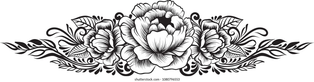 Ethnic indian line art border