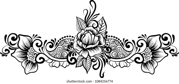 Ethnic indian line art border