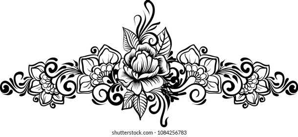 Ethnic indian line art border