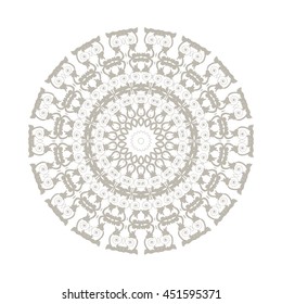 Ethnic Indian Magic Symbol Mandala. Floral Design coloring.