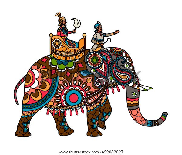 象の着色インドのマハラジャ族 ベクターイラスト のベクター画像素材 ロイヤリティフリー
