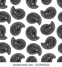 Ethnic Indian paisley seamless pattern. Orient traditional background. Vector illustration.