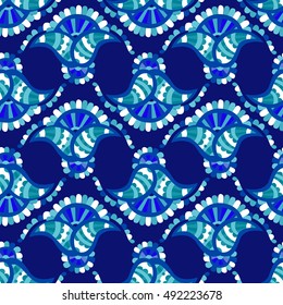 Ethnic Indian paisley seamless pattern, colored vector background