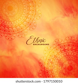 ethnic indian style mandala watercolor background design