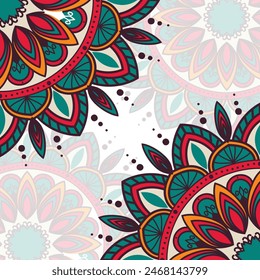 ethnic indian style mandala watercolor background design Pro Vector, vector seamless vintage floral pattern background.