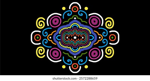 Ethnic Indonesian Pattern Vector Illustration, Traditional Ornamental Design with Symmetrical Floral and Abstract Motifs in Earthy Tones, Textile, Packaging, and Digital Art