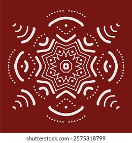 Ethnic Indonesian Pattern Vector Illustration, Traditional Ornamental Design with Symmetrical Floral and Abstract Motifs in Earthy Tones, Textile, Packaging, and Digital Art