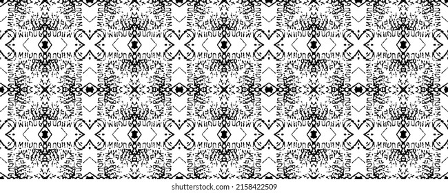 Ethnic Ink Batik. Seamless Tribal Pattern. Seamless Doodle Ink Batik. Black Tribal Boho Vector. Black Dark Scribble Textile. Ethnic Stripe Ink Pattern. Simple Bohemian Pattern. Dark Scribble Repeat