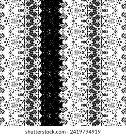 Vector de Doodle de tinta étnica. Resumen del patrón azteca oscuro. Simple Geo Batik. Imagen de arte de Boho de etnia. Patrón Doodle de color negro. Patrón de esgrima oscuro de color negro. Vector tribal de arte sin inconvenientes
