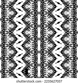 Ethnic Ink Scribble Vector. Black Color Zig Zag Pattern. Black Colour Dark Doodle Texture. Doodle Aztec Art Pattern. Abstract Boho Art Batik. Simple Native Line Batik. Seamless Ink Tribal Vector