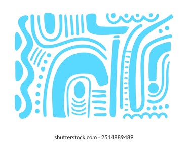 ethnic interior wall art with symbols. vertical decoration pattern with shapes, lines, elements. Hand drawn vector illustration
