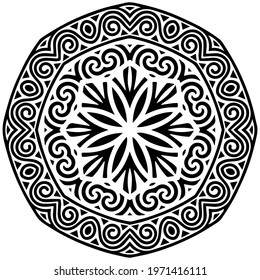 Ethnic isolated arabic decorative oriental pattern on white background. Geometric black white element for ornament. Template for design, creativity, wallpaper, textile, coloring.
