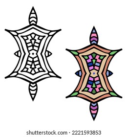 Ethnic isolated decorative pattern, logo, monogram, mandala. Geometric element for doodle and zentagle style ornament. Template for design, decor, coloring. Eastern motives.