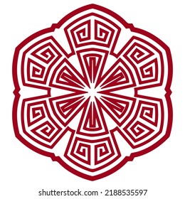 Ethnische isolierte elegante griechische Muster, Logo, Monogramm, Mandala. Geometrisches Element für Verzierungen. Vorlage für Design, Kreativität, Tapeten, Textilien, Färbung.