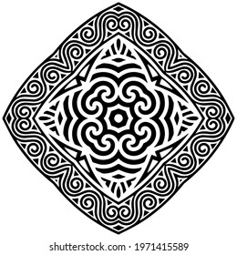 Ethnic isolated islamic oriental pattern on white background. Geometric black white element for ornament. Template for design, creativity, wallpaper, textile, coloring.