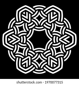 Ethnic isolated oriental pattern. Geometric black white element for ornament. Template for design, creativity, wallpaper, textiles, coloring.