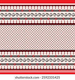 Ethnic Jamdani saree border pattern design. Bangladesh and Indian original Traditional saree design patterns. Folk seamless fabric vector pattern design.