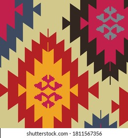 ethnic killim pattern, traditional folk geometric ornament.