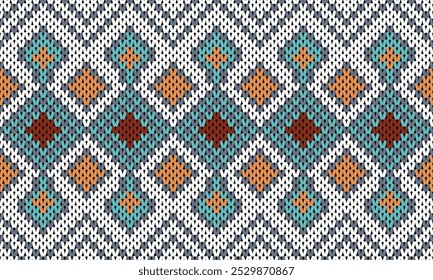 Ethnic Knitted pattern, cross stitch fabric zig-zag texture color multi-tonal design.Knit pattern motif geometric shape,across surface, fabric cozy design for clothing,scarf,printing knitting work.