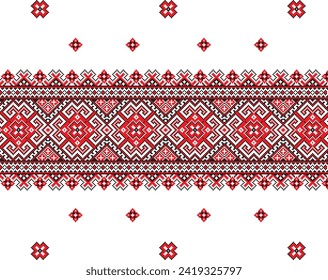 Ethnic knitted seamless pattern for rug. Serbian. Slavic