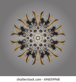 Ethnic of Lace Snowflakes. Design for Fabric or Wallpaper. Folk Style. Vector illustration. Stylized Flowers. Lacy Fashion Print for Textile. Decorative Texture Background of Mandalas.