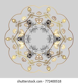 Ethnic of Lace Snowflakes. Vector illustration. Design for Fabric or Wallpaper. Folk Style. Lacy Fashion Print for Textile. Decorative Texture Background of Mandalas. Stylized Flowers.