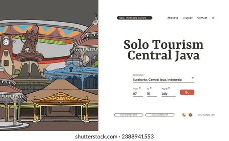 Ethnic Landing Page design with illustration of Culture Central Java