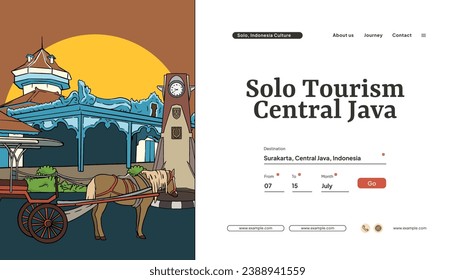 Ethnic Landing Page design with illustration of Culture Central Java