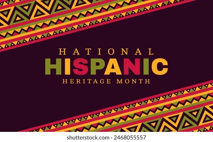 Ethnic Latin American ornament, national Hispanic heritage month vector banner. Latin festival of Hispanic Americans national culture, tradition and art heritage with ethnic handicraft pattern