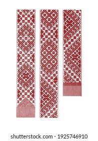 Ethnic Latvian Sign Ornament. Ledmane Belt Drawing in Red