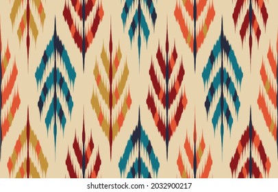 Ethnic leaf background art. Seamless pattern in tribal, folk embroidery, and Mexican style. Aztec geometric art ornament print.Design for carpet, wallpaper, clothing, wrapping, fabric, cover