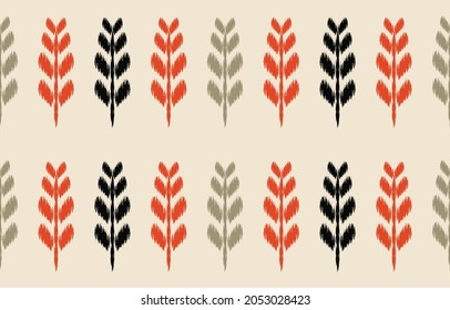 Ethnic leaf background art. Seamless botanical pattern in tribal, folk embroidery, and Mexican style. Aztec geometric art ornament print.Design for carpet, wallpaper, clothing, wrapping, fabric, cover