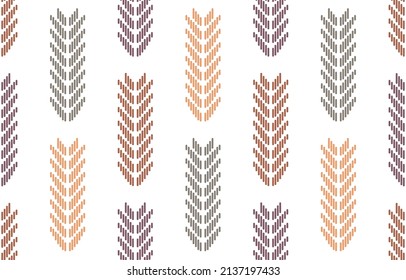 Ethnic leaf background art. Seamless pattern in tribal, folk embroidery, and Mexican style. Aztec geometric art ornament print.Design for carpet, wallpaper, clothing, wrapping, fabric, cover