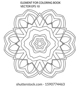 Ethnic line art elements for coloring books. Decorative round ornaments. Abstract flower and star shapes. Oriental vector, Anti-stress therapy. Geometry design elements. Mystic logo Vector. 