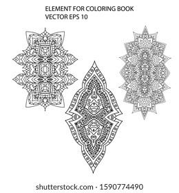Ethnic line art elements for coloring books. Decorative round ornaments. Abstract flower and star shapes. Oriental vector, Anti-stress therapy. Geometry design elements. Mystic logo Vector. 