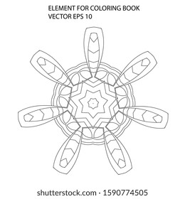 Ethnic line art elements for coloring books. Decorative round ornaments. Abstract flower and star shapes. Oriental vector, Anti-stress therapy. Geometry design elements. Mystic logo Vector. 