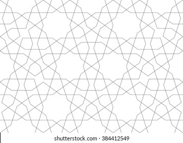 Ethnic Line Islamic Pattern. Seamless Vector Geometric Background In Arabian Style