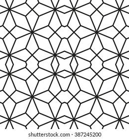 Ethnic line islamic pattern. Seamless vector geometric background in arabian style Black and white