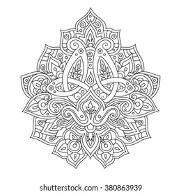 Ethnic line pattern isolated on white background. Oriental decorative elements. Boho style vector illustration.
