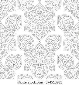 Ethnic line seamless pattern. Boho style vector illustration. Oriental decorative elements. Abstract background. 