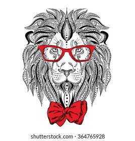 Ethnic lion wearing a tie. Fashion & Style. Hipster. 