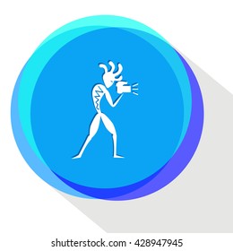 ethnic little man with camera. Internet template. Vector icon.