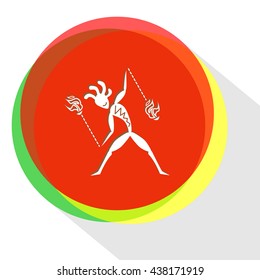 ethnic little man with fire poi. Internet template. Vector icon.