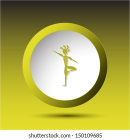 Ethnic little man as yogi. Plastic button. Vector illustration.