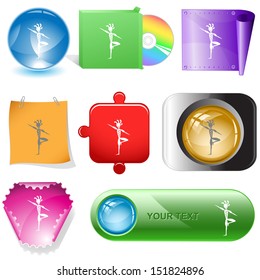 Ethnic little man as yogi. Vector internet buttons.
