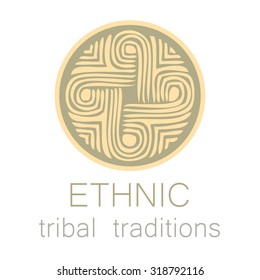 Ethnic logo - a traditional symbol. Template design.