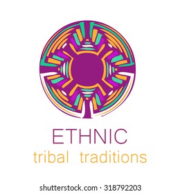 Ethnic logo - a traditional symbol. Template design.