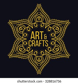 Ethnic logotype decorative element. Hand drawn elegant lineart logo design element. vector illustration. Islam, Arabic, Indian, ottoman motifs.
