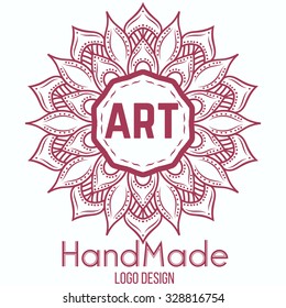 Ethnic logotype decorative element. Hand drawn elegant lineart logo design element. vector illustration. Islam, Arabic, Indian, ottoman motifs.